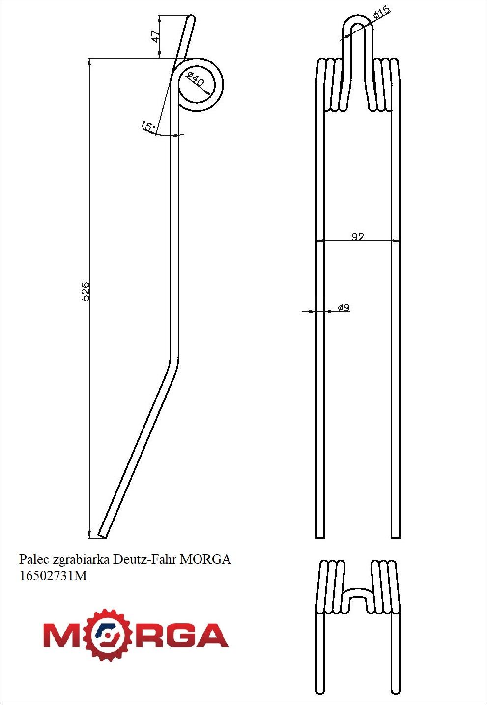 Palec Zgrabiarka Deutz-Fahr 16502731 Malowane Proszkowo Morga - zdjęcie 5