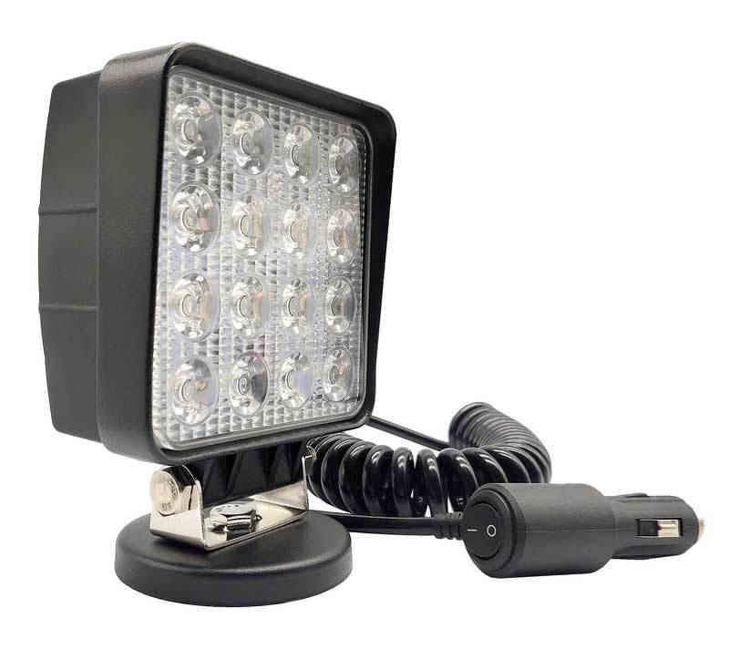 Lampa robocza diodowa kwadratowa z włącznikiem 16 led x 3W 10V 30V