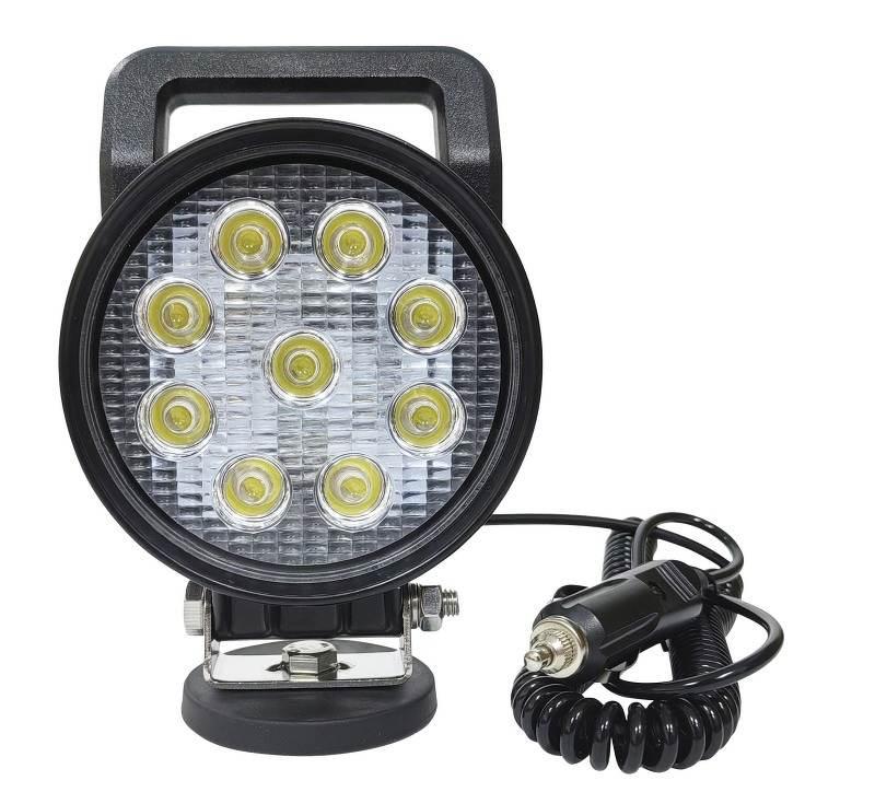 Lampa robocza diodowa okrągła z włącznikiem i rączką 9 LED x 3W