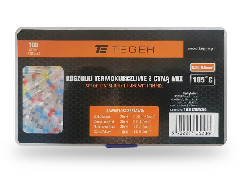 Zestaw koszulek termokurczliwych z cyną MIX 100 sztTEGER