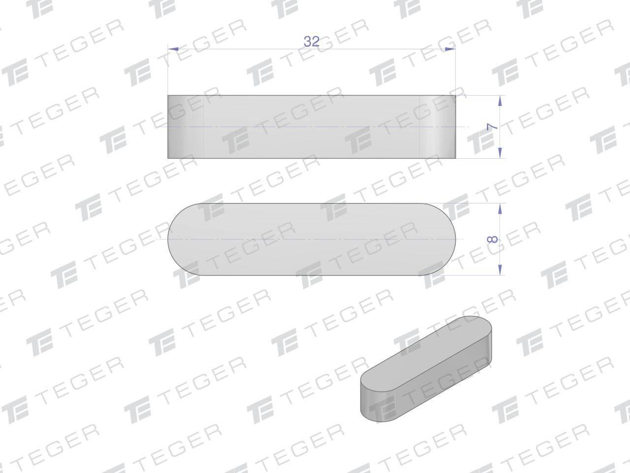 Wpust pryzmatyczny 8x7x32 TEGER 10szt | T-WPP-8X7X32 - zdjęcie 2