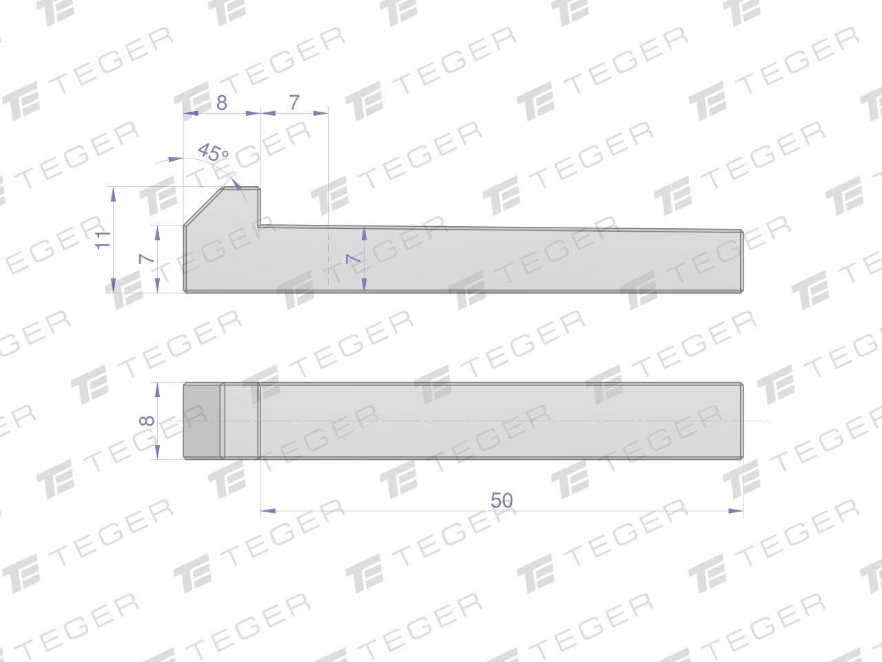 Klin z noskiem 8x7x50 TEGER 5szt | T-KL-8X7X50 - zdjęcie 2