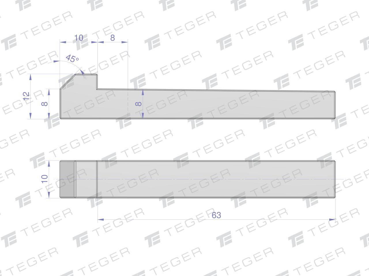 Klin z noskiem 10x8x63 TEGER 5szt | T-KL-10X8X63 - zdjęcie 2