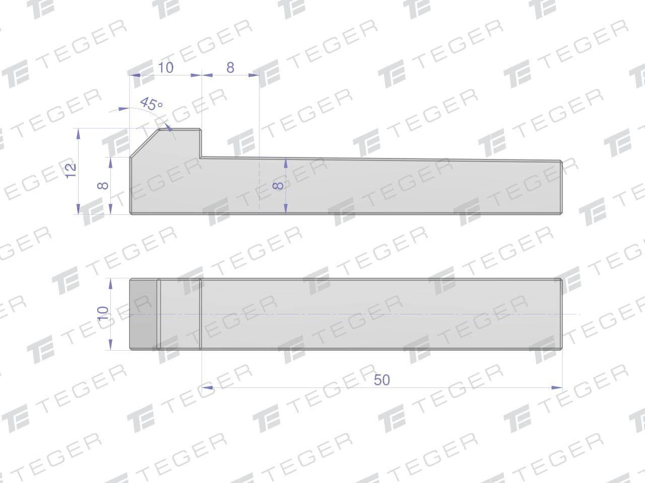 Klin z noskiem 10x8x50 TEGER 5szt | T-KL-10X8X50 - zdjęcie 2