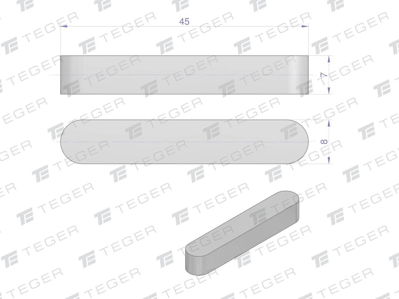 Wpust pryzmatyczny 8x7x45 TEGER 10szt | T-WPP-8X7X45 - zdjęcie 2