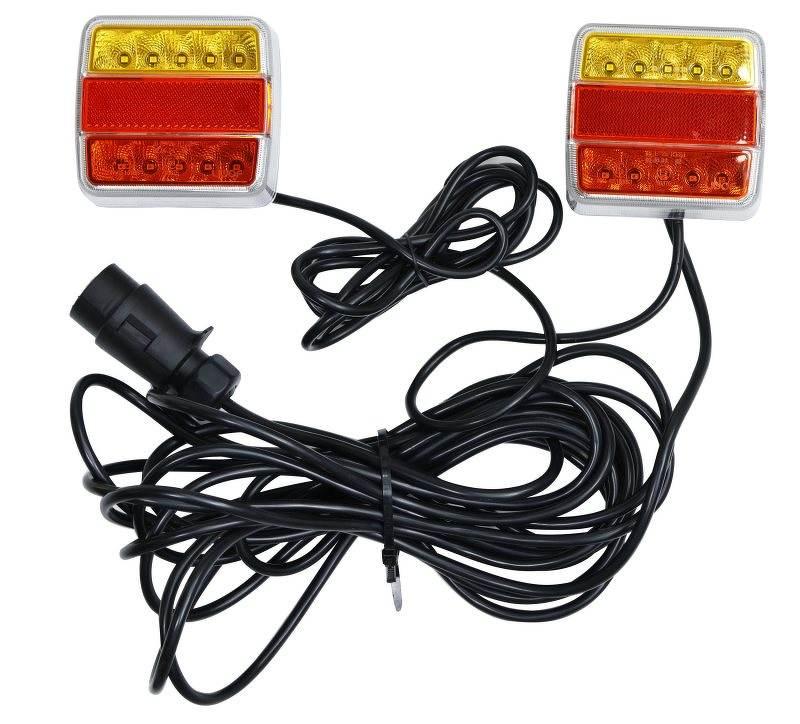 Zestaw lamp tylnych LED na magnes 2 x 10 LED 12V/24V 7,5 m przewodu wtyczka