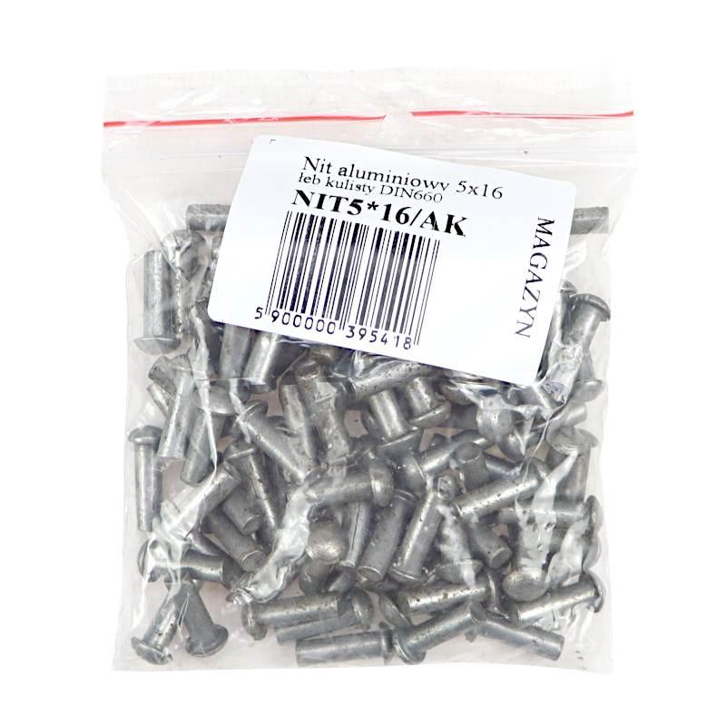Nit Aluminiowy 5x16 Łeb Kulisty Din660 Din124 Morga 100szt - zdjęcie 3