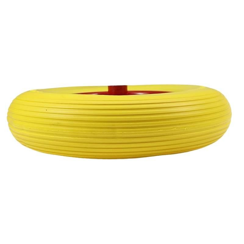Koło Do Taczki 4.00-8 Czerwona Felga Oś Fi-12mm Pełne - zdjęcie 3