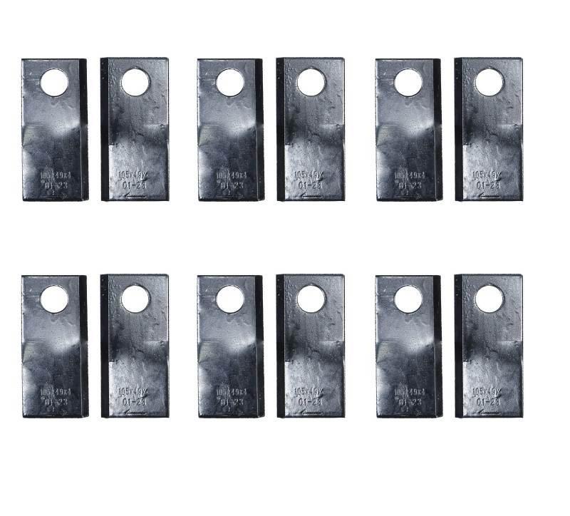 Komplet nożyków 105/49 mm 12 sztuk średnica otworu 19 mm nożyki skośne
