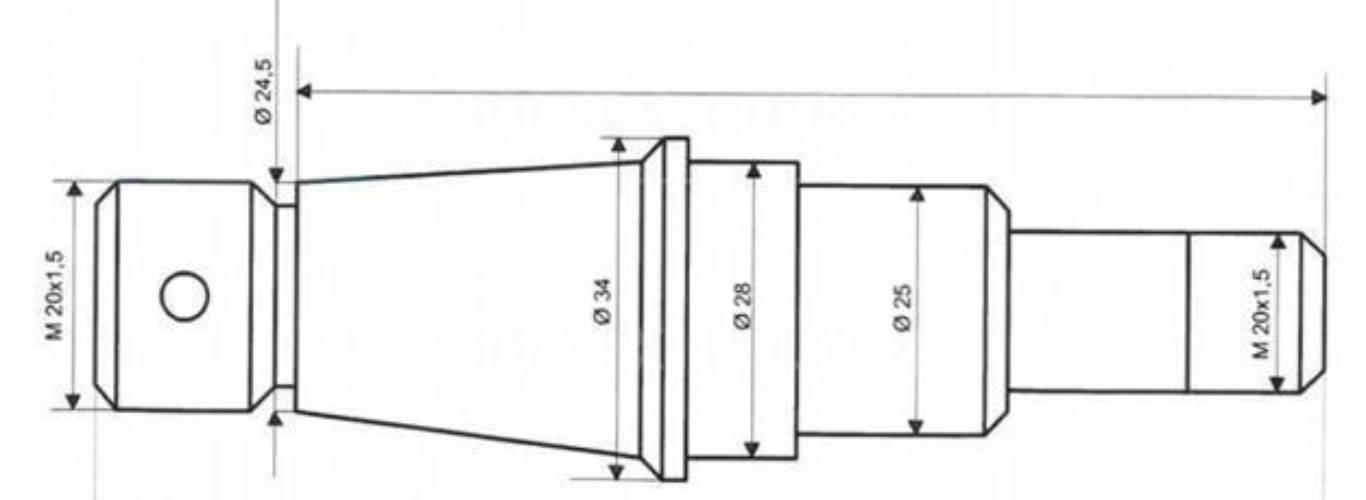 Sworzeń siłownika wspomagania mtz c50 krótki l-133mm m20x1,5 / m24x1,5 - zdjęcie 2