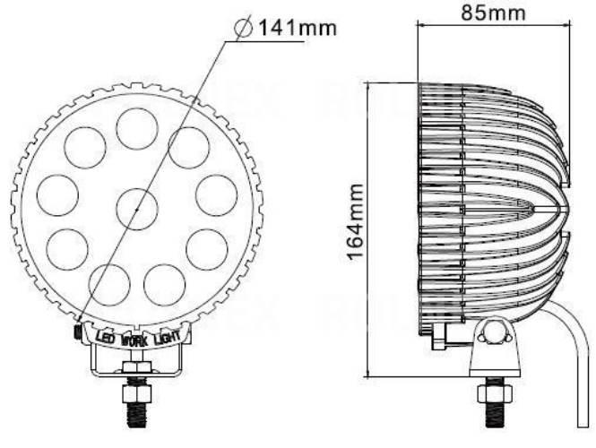 Lampa rob. okrągła led cree 50w 10 led 10x5w; 10-30v; 5000ln; śred:141 - zdjęcie 3