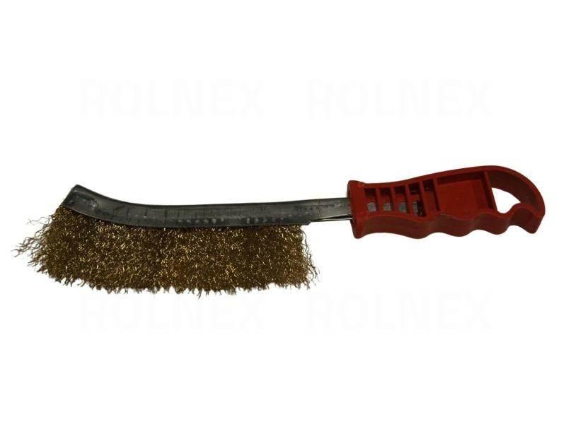 Szczotka druciana wąska rączka plastik ms396