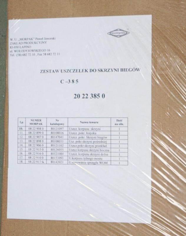 Komplet uszczelek skrzyni c385 szary morpak 20-22-385-0