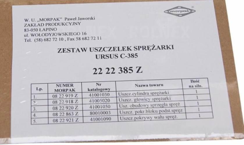 Komplet uszczelek sprężarki c385 zielony morpak 22-22-385-z - zdjęcie 2