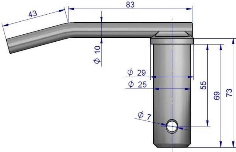 Czop (sworzeń) zabezpieczający mocowania nośnika zaczepu C-385 80459050 - zdjęcie 2