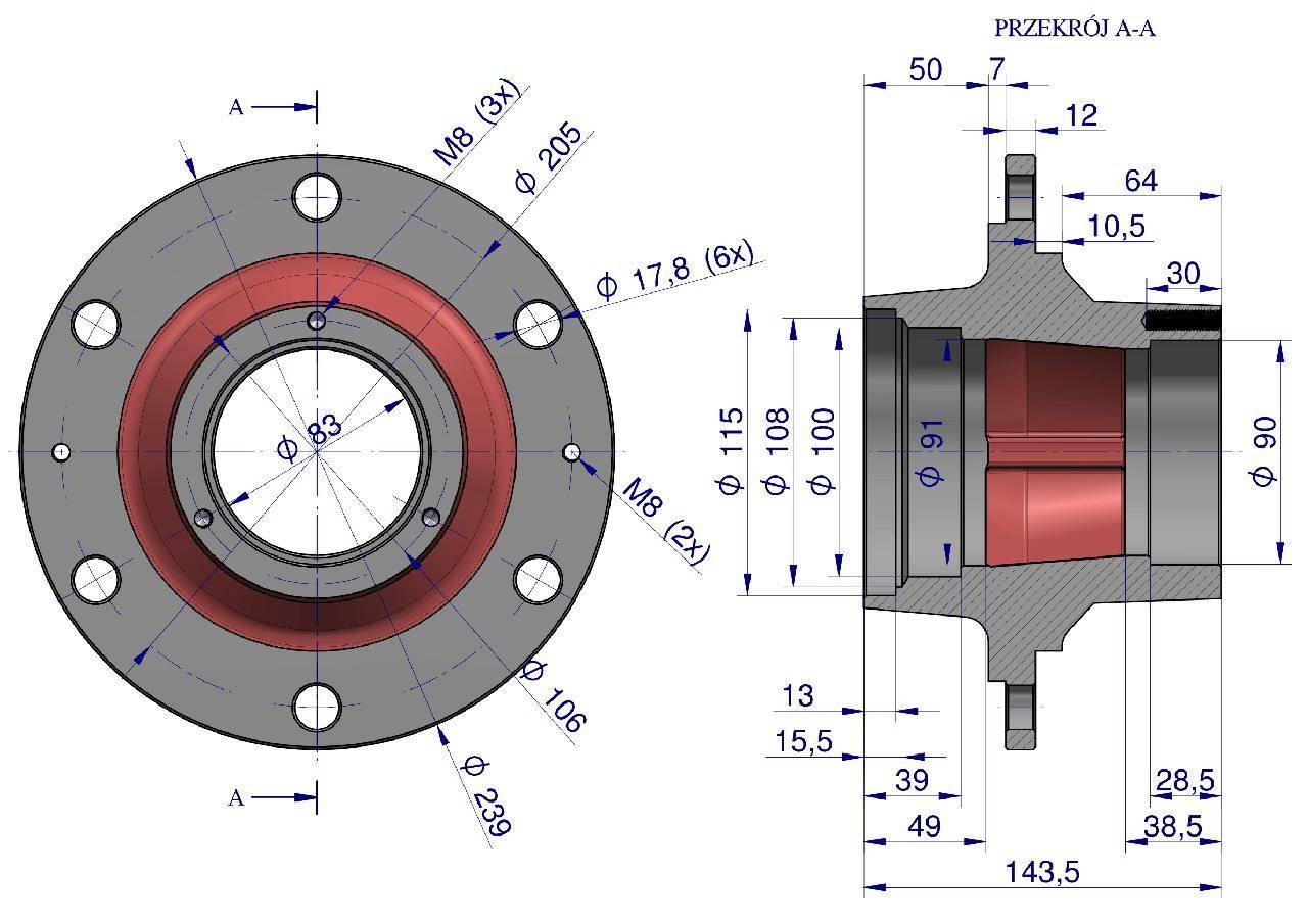 Piasta koła Przyczepa D-47 2213150030 6050030301 - zdjęcie 2