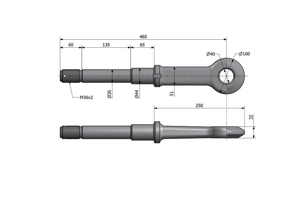 Ucho dyszla D-47 Fi40mm M36x2 Przyczepa 7130100000 - zdjęcie 2