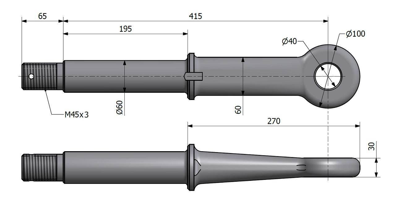 Ucho dyszla D-50 Fi40mm M45x3 Przyczepa 6070100010 - zdjęcie 2