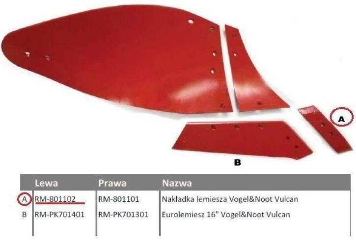 Dłuto, nakładka lemiesza obracalna lewa Vogel&Noot Vulcan pasuje śruba M12X - zdjęcie 2