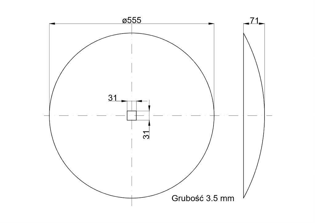 Talerz gładki fi 560 otwór 30x30 stal borowa Talerzówka 1202030120 - zdjęcie 2