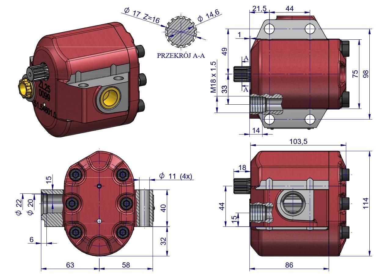 Pompa hydrauliczna podnośnika wzmocniona C-360 Hylmet 46546310W - zdjęcie 4