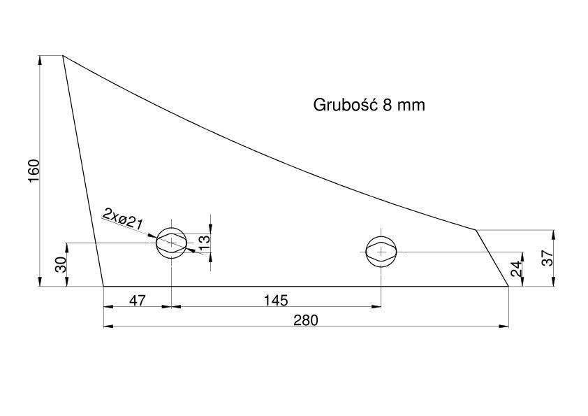 Pierś odkładni lewa dwuotworowa Kverneland Vulcan pasuje śruba M12X35NOS - - zdjęcie 4