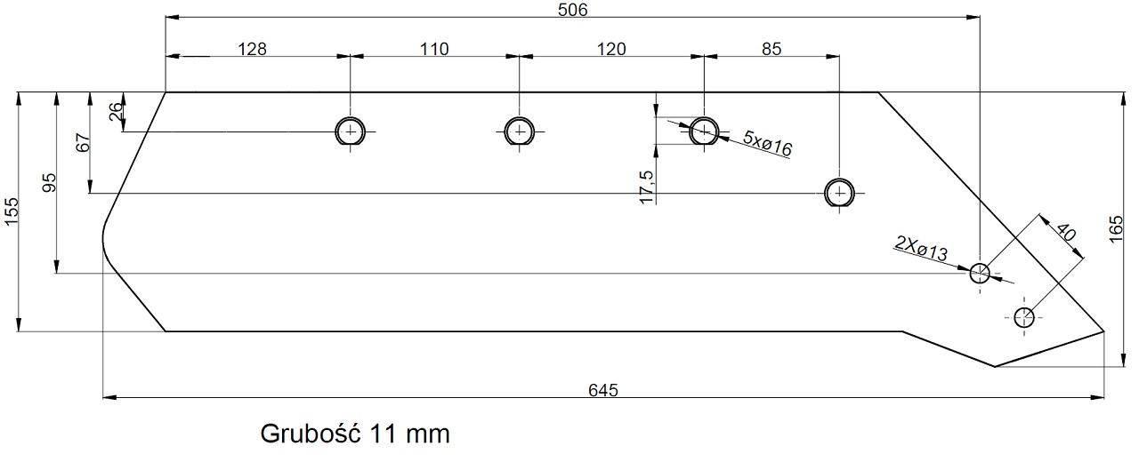 Eurolemiesz prawy 18" Kverneland Vulcan pasuje śruba M14X34OV1 - 4 szt. - zdjęcie 3