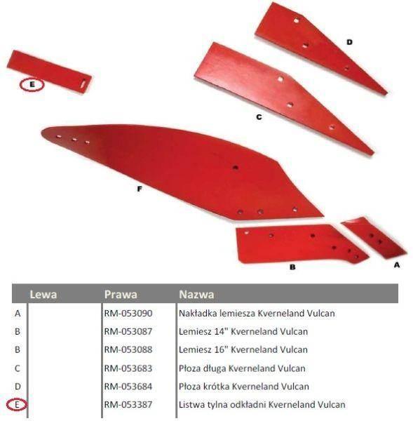 Listwa tylna odkładni prawa Kverneland Vulcan RM-053387 - zdjęcie 2