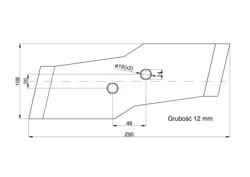 Dłuto, nakładka lemiesza obracalna prawa Kuhn Vulcan pasuje śruba M12X34OV2 - zdjęcie 3