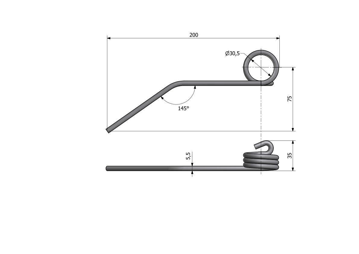 Palec sprężysty motowideł L-200 mm fi- 5,5mm Claas RM-690309 - zdjęcie 2