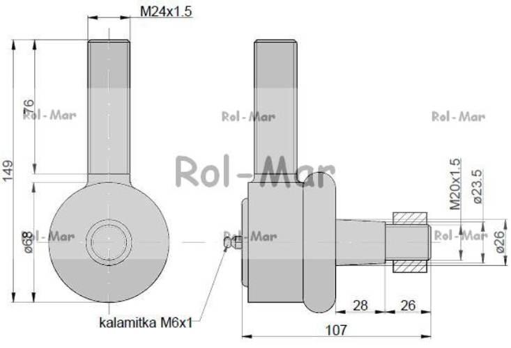 Przegub 105mm24-26mm AL37523 AL178019 John Deere RM-AL37523 - zdjęcie 2