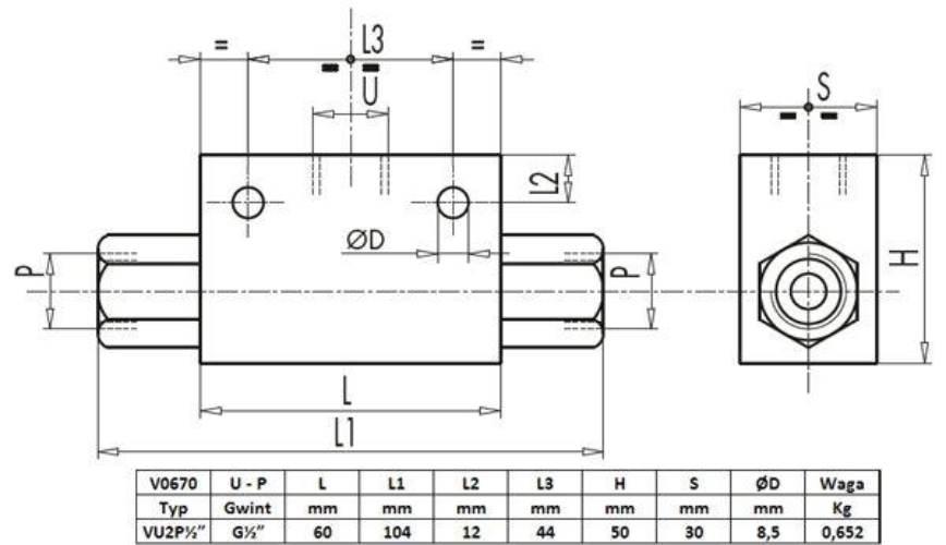 Zawór alternatywny 1/2" przepustowość 70L V0670 - zdjęcie 2