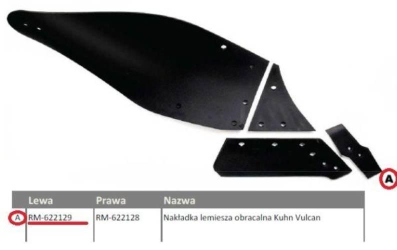 Dłuto, nakładka lemiesza obracalna lewa Kuhn Vulcan pasuje śruba M12X34OV2 - zdjęcie 2