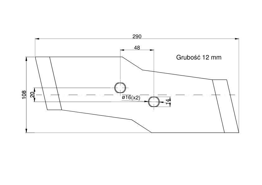 Dłuto, nakładka lemiesza obracalna lewa Kuhn Vulcan pasuje śruba M12X34OV2 - zdjęcie 3