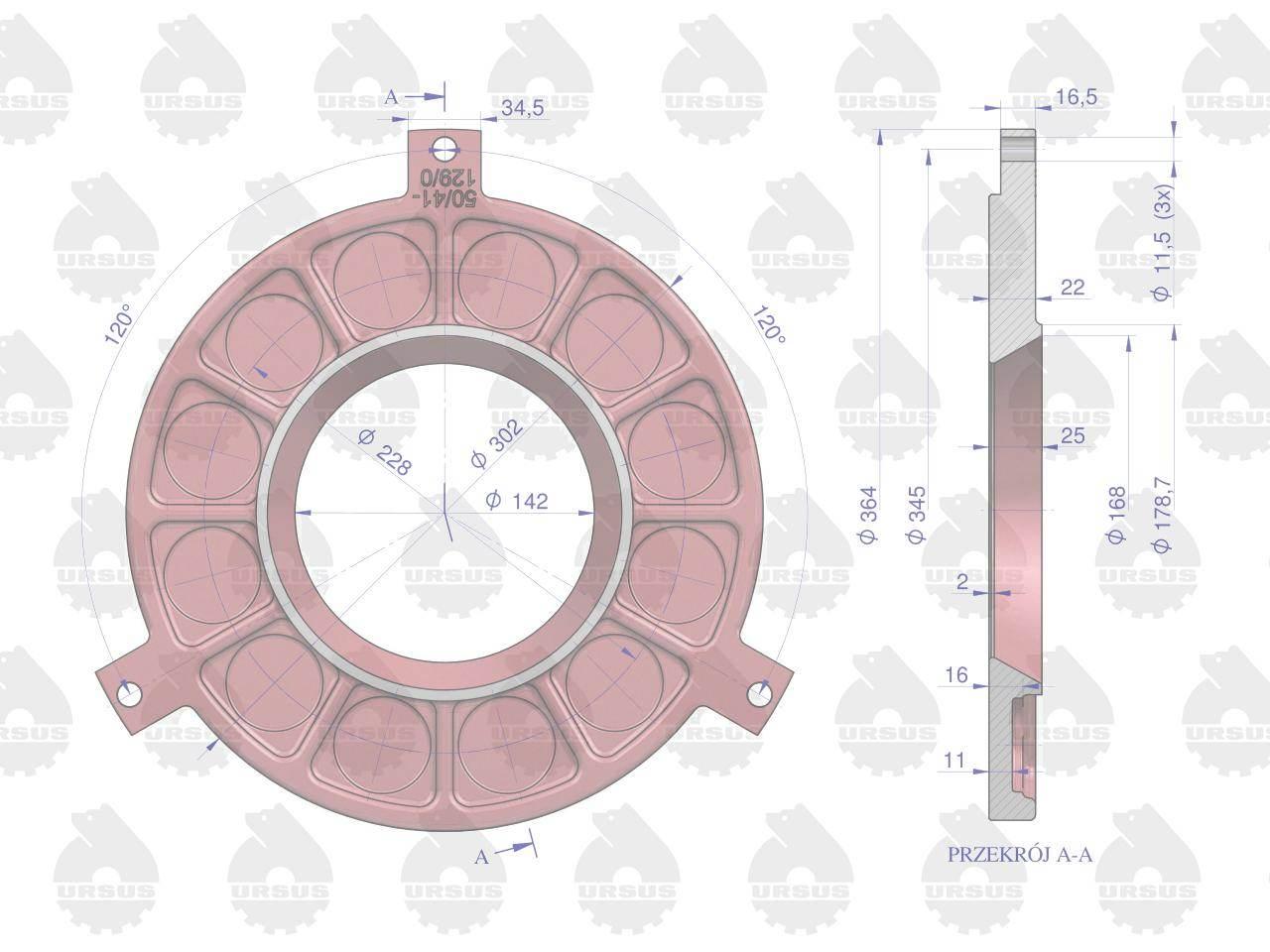 Tarcza dociskowa II stopnia C-330/360 ORYGINAŁ URSUS 50411290U - zdjęcie 2