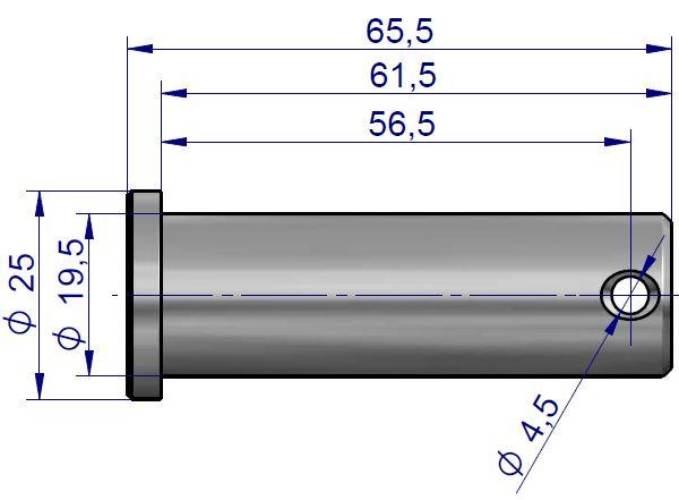 Sworzeń mocowania wieszaka L.P dolny fi-20mm z kołnierzem C-330 C-360 - zdjęcie 2