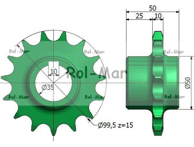 Koło łańcuchowe Z-15 fi 35 12B Bizon 505702012 5040020250 - zdjęcie 2