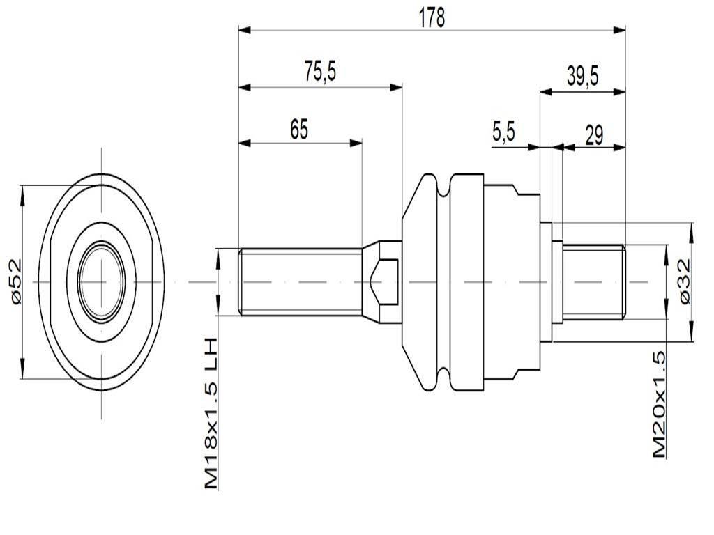 Przegub kierowniczy 178mm - M18x1,5L - M20x1,5 049006 Case TAQ RM-049006 - zdjęcie 2