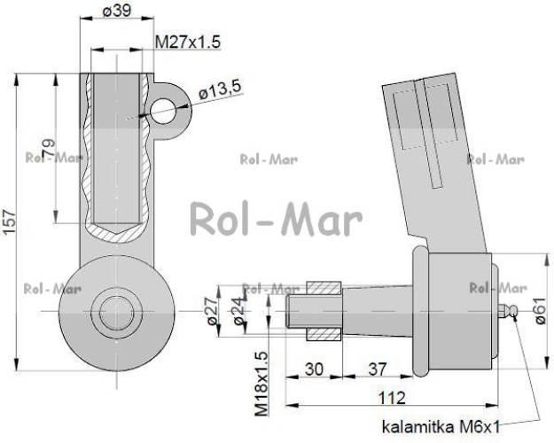 Przegub kierowniczy 127mm - M1.1/8"x16 81864100 New Holland TAQ - zdjęcie 2