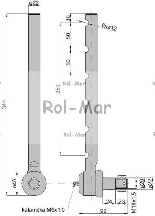 Przegub kierowniczy 330mm - 24mm AL37505 John Deere TAQ RM-AL37505 - zdjęcie 2