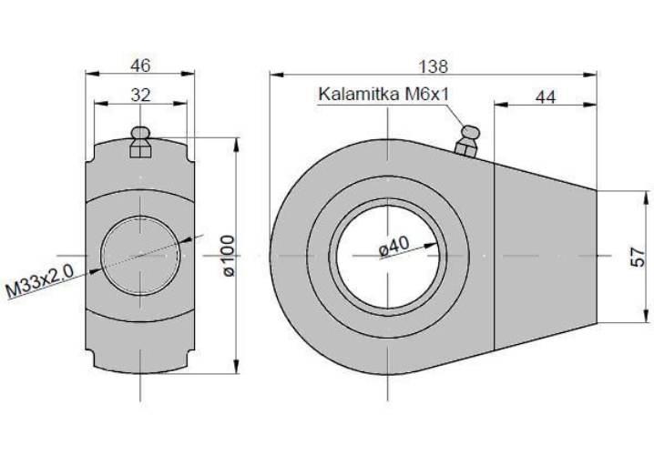 Ucho siłownika KT2.80 (UE2.80) łożysko GE40 UE2-80W - zdjęcie 2
