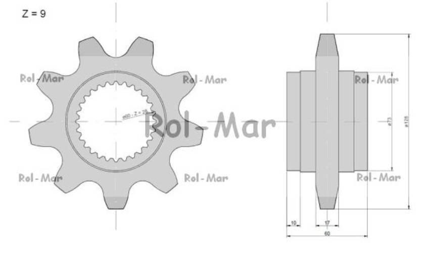 Koło zębate podajnika Z-9 frez Claas RM-6507870 - zdjęcie 2