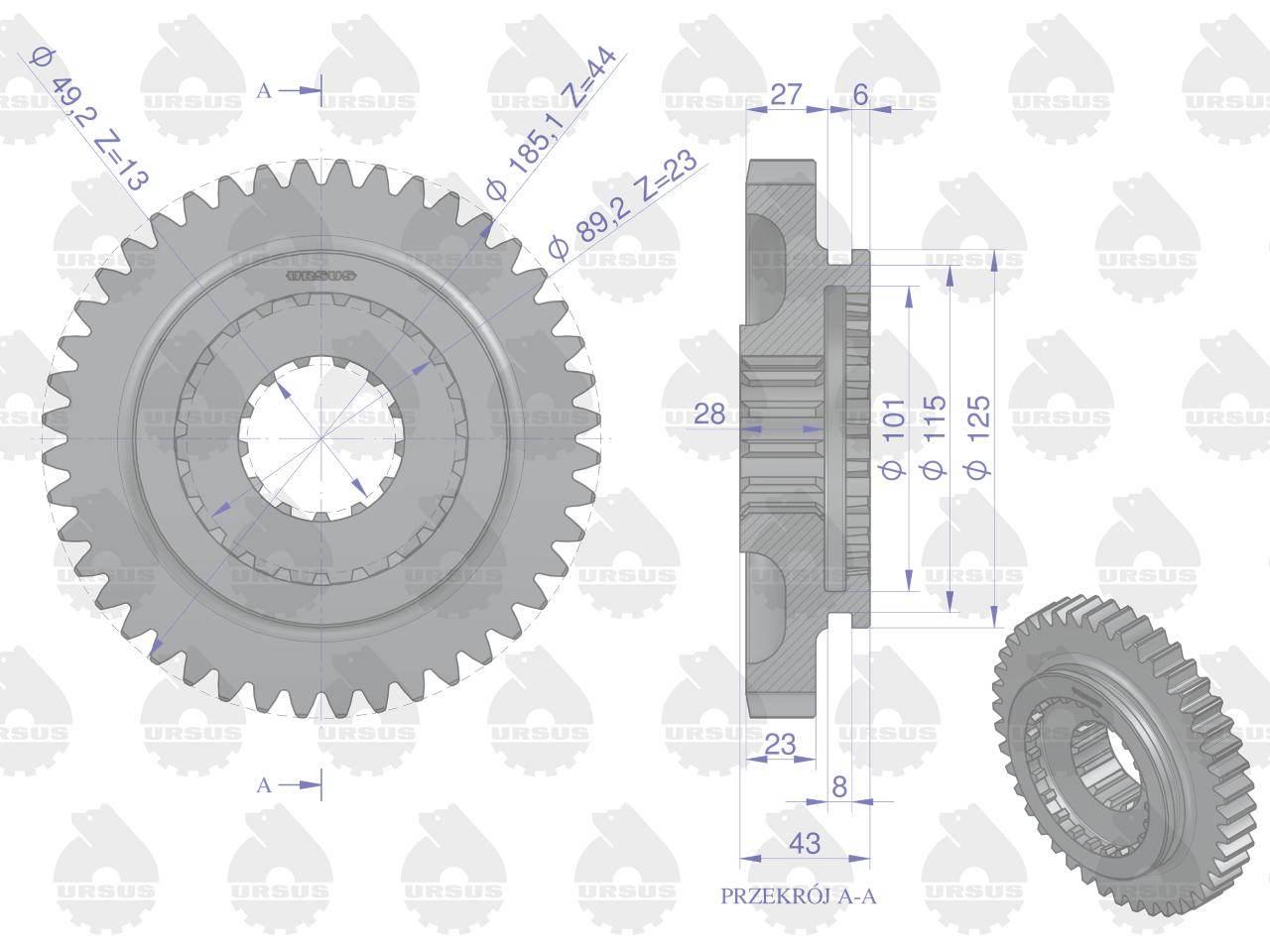 Koło przesuwne reduktora C-360 ORYGINAŁ URSUS 50419490U - zdjęcie 3