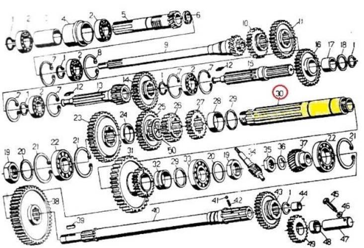 Wałek pośredni skrzyni C-330 ORYGINAŁ URSUS 50011280U - zdjęcie 3