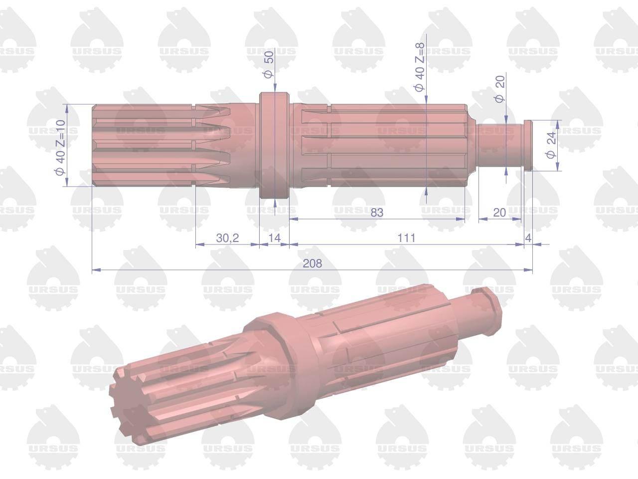 Wałek reduktora C-330 ORYGINAŁ URSUS 50011320U - zdjęcie 2