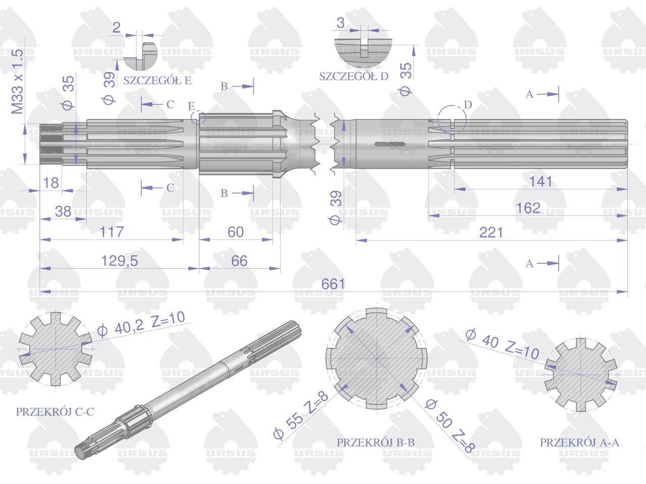 Półoś prawa uniwersalna C-330 ORYGINAŁ URSUS 50013231U - zdjęcie 3