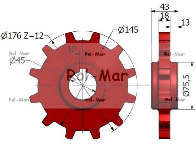 Koło łańcuchowe podajnika pochyłego Z-12 Bizon 5060050860 - zdjęcie 2
