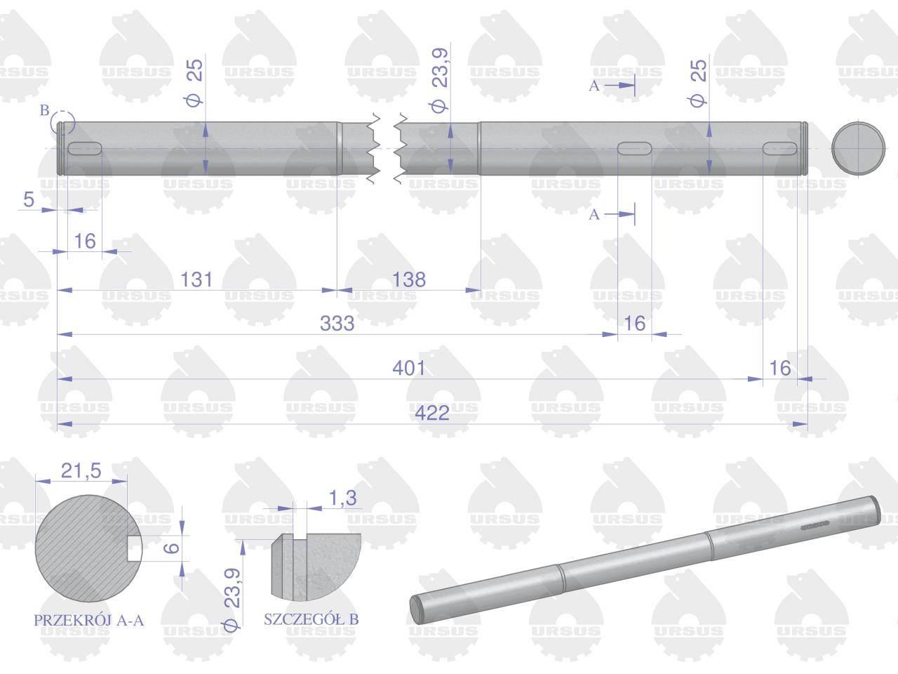 Wałek pedałów C-360 ORYGINAŁ URSUS 50427010U - zdjęcie 2