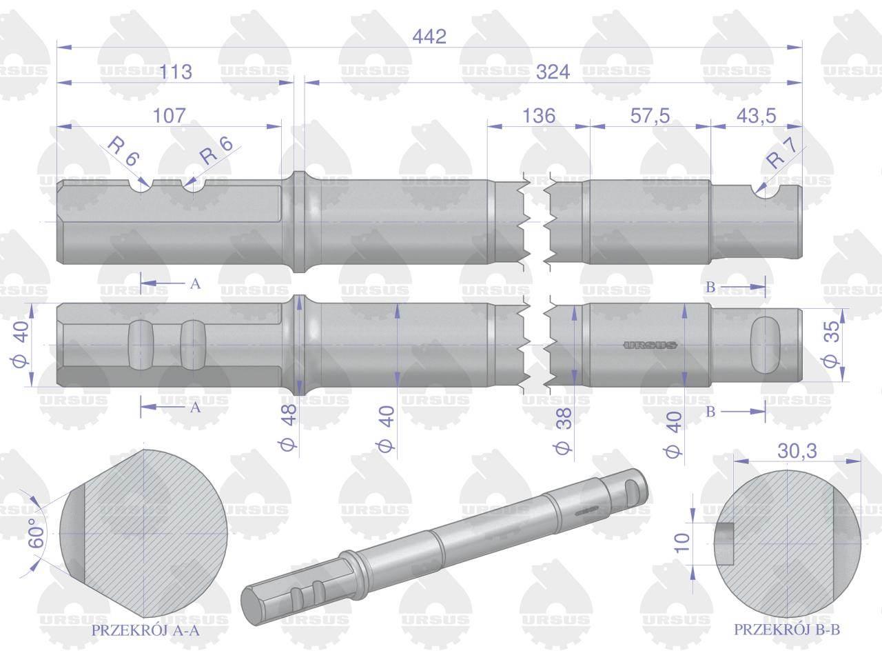 Sworzeń zwrotnicy uniwersalny C-360 ORYGINAŁ URSUS 50434161U - zdjęcie 2
