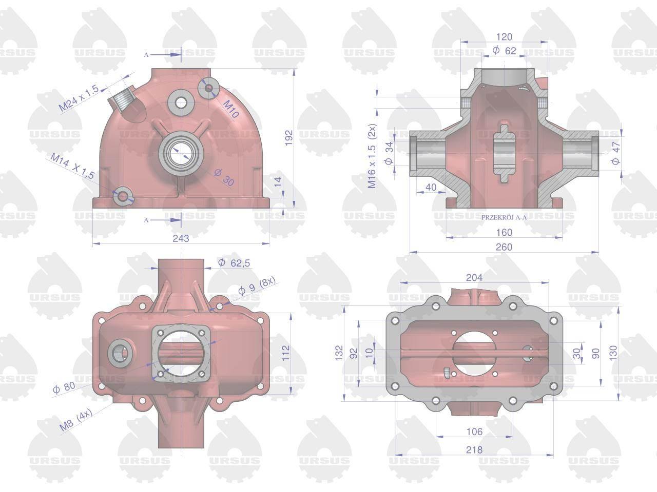 Obudowa mechanizmu kierowniczego C-330 ORYGINAŁ URSUS 42280012U - zdjęcie 4